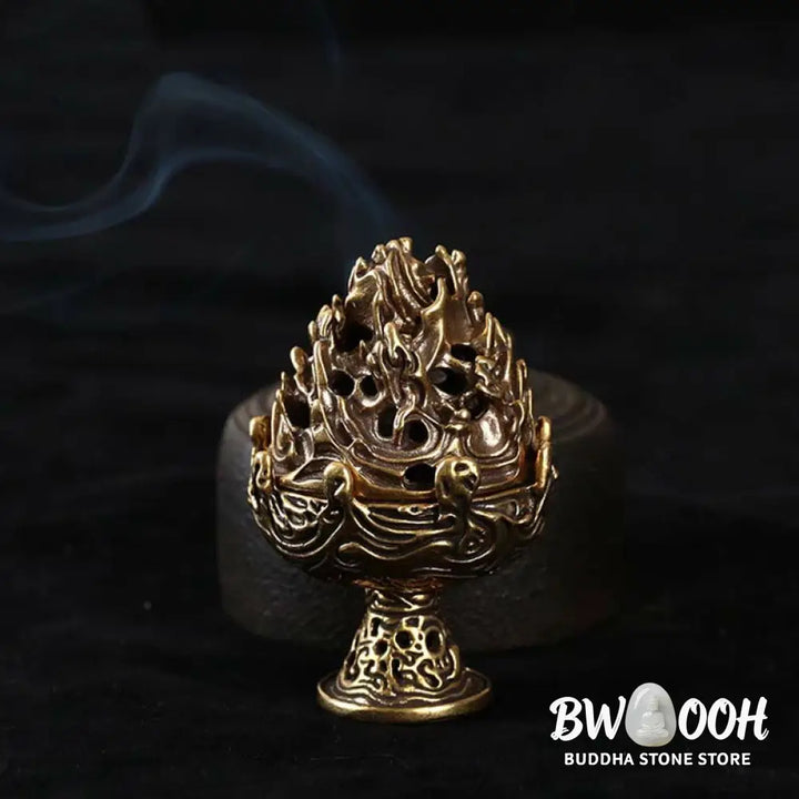 BWOOOH Tibetan Mini Mountain Pattern Meditation Copper Alloy Incense Burner - Incense Burner