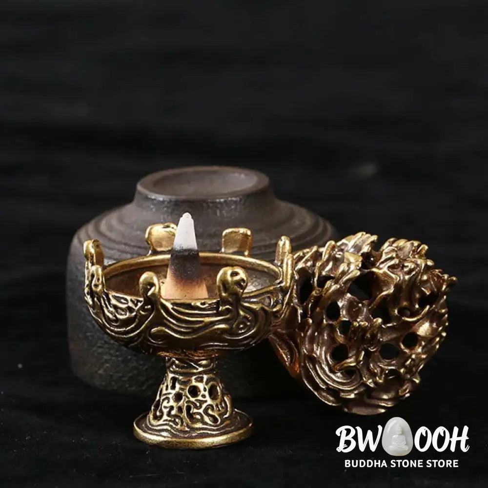 BWOOOH Tibetan Mini Mountain Pattern Meditation Copper Alloy Incense Burner - Incense Burner