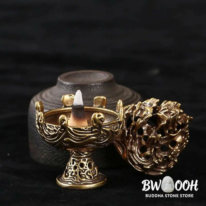 BWOOOH Tibetan Mini Mountain Pattern Meditation Copper Alloy Incense Burner - Incense Burner