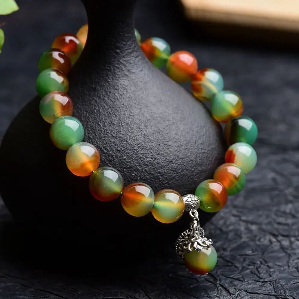 Buddha Stones Tibetan Natural Green Agate Healing Bracelet - BWOOOH - 8mm - Bracelet