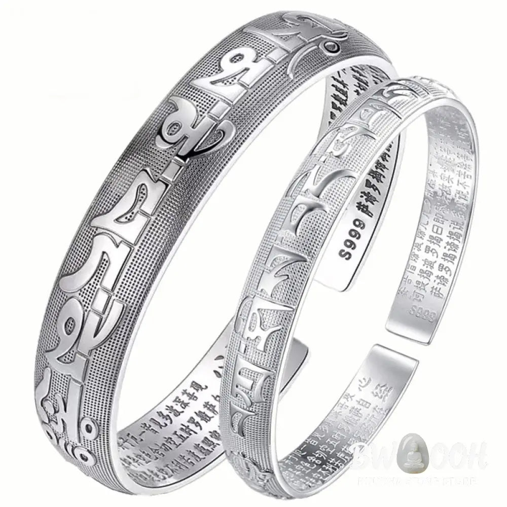 Buddha Stones Tibetan Sanskrit White Copper Meditation Prayer Bracelet Bangle - BWOOOH - Bracelet