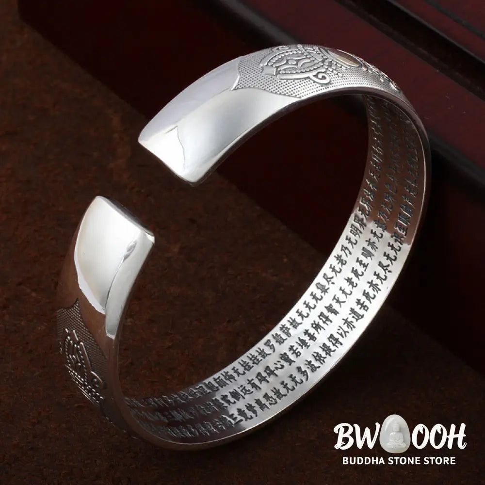 Buddha Stones Tibetan Sanskrit White Copper Meditation Prayer Bracelet Bangle - BWOOOH - Bracelet