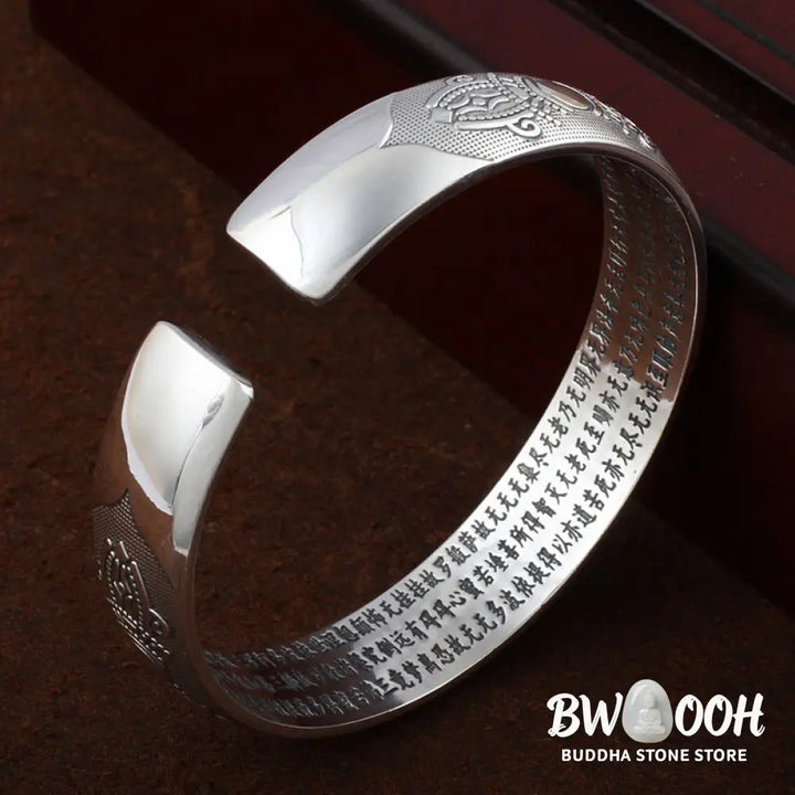 Buddha Stones Tibetan Sanskrit White Copper Meditation Prayer Bracelet Bangle - BWOOOH - Bracelet