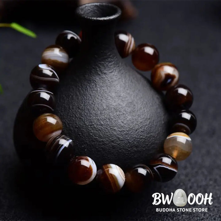 Buddha Stones Tibetan Sardonyx Happiness Positive Bracelet - BWOOOH - Bracelet