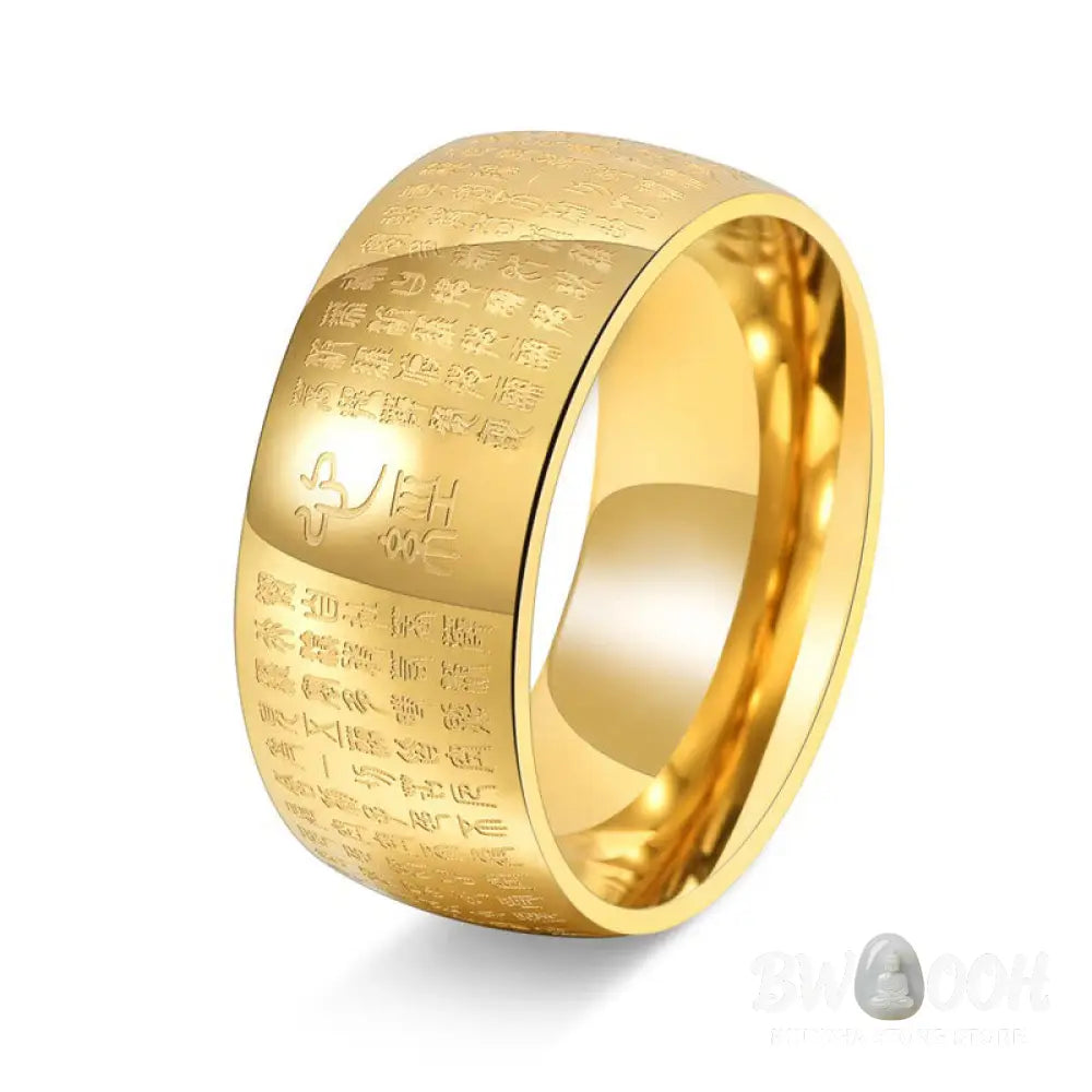 Buddha Stones Tibetan Seal Heart Sutra Titanium Steel Balance Ring - Ring