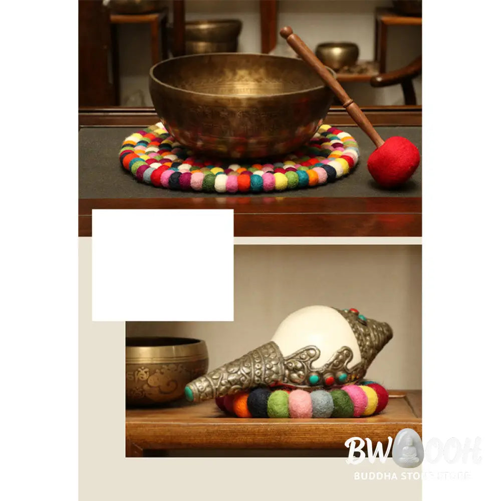 BWOOOH Tibetan Singing Bowl Handcraft Felted Wool Cushion Decoration - Decorations
