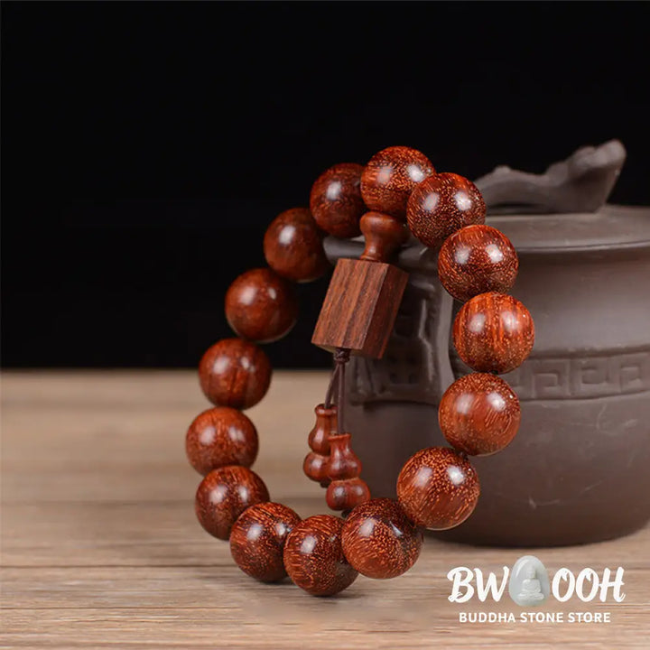 Buddha Stones Tibetan Small Leaf Red Sandalwood Relaxation Bracelet - BWOOOH - Bracelet