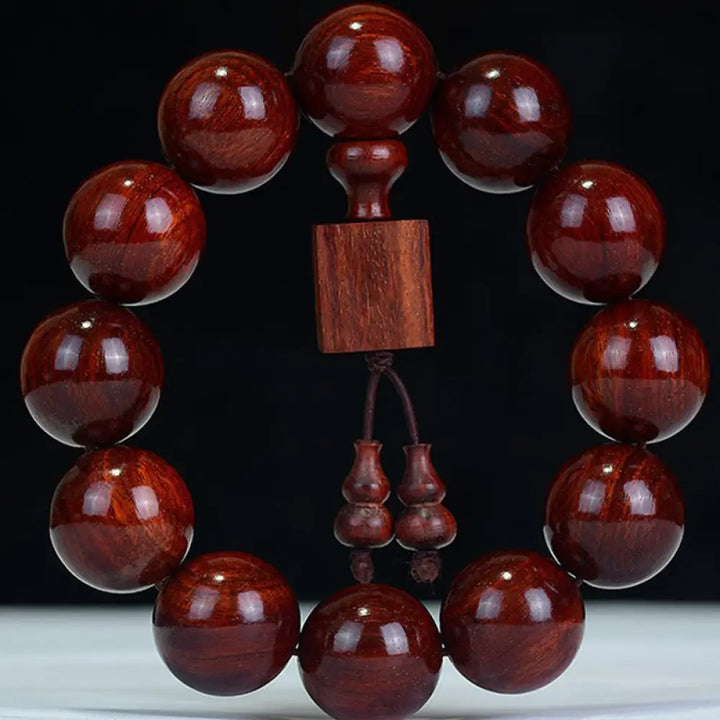 Buddha Stones Tibetan Small Leaf Red Sandalwood Relaxation Bracelet - BWOOOH - 15mm*15 - Bracelet