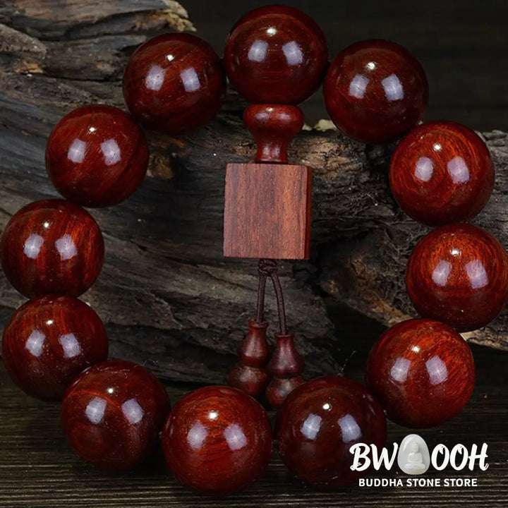 Buddha Stones Tibetan Small Leaf Red Sandalwood Relaxation Bracelet - BWOOOH - Bracelet