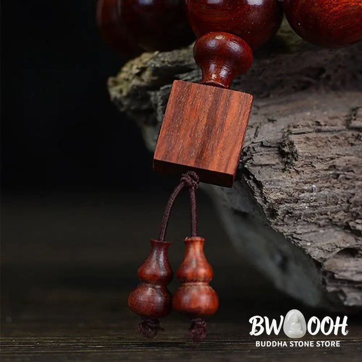 Buddha Stones Tibetan Small Leaf Red Sandalwood Relaxation Bracelet - BWOOOH - Bracelet