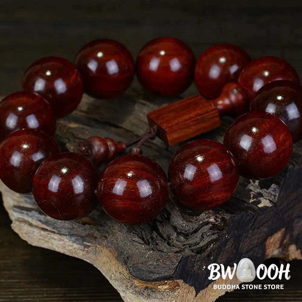 Buddha Stones Tibetan Small Leaf Red Sandalwood Relaxation Bracelet - BWOOOH - Bracelet