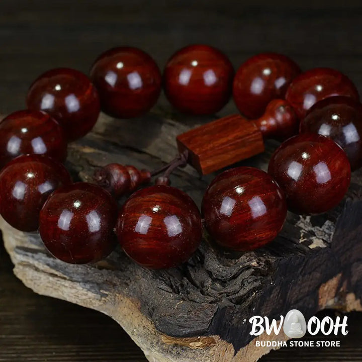 Buddha Stones Tibetan Small Leaf Red Sandalwood Relaxation Bracelet - BWOOOH - Bracelet