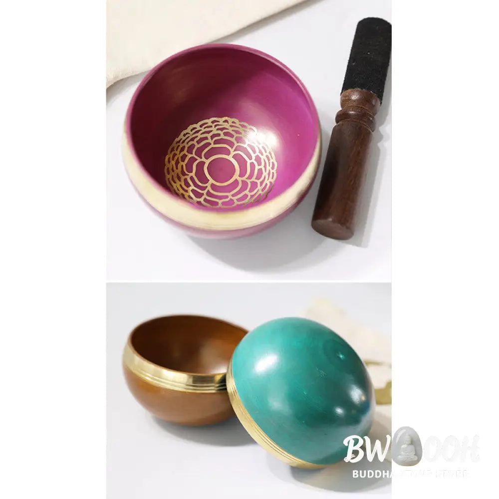 BWOOOH Tibetan Sound Bowl Handcrafted for Chakra Healing and Mindfulness Meditation Singing Bowl Set - Singing