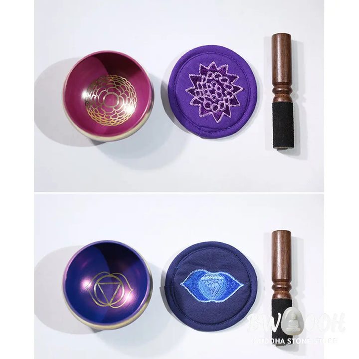 BWOOOH Tibetan Sound Bowl Handcrafted for Chakra Healing and Mindfulness Meditation Singing Bowl Set - Singing