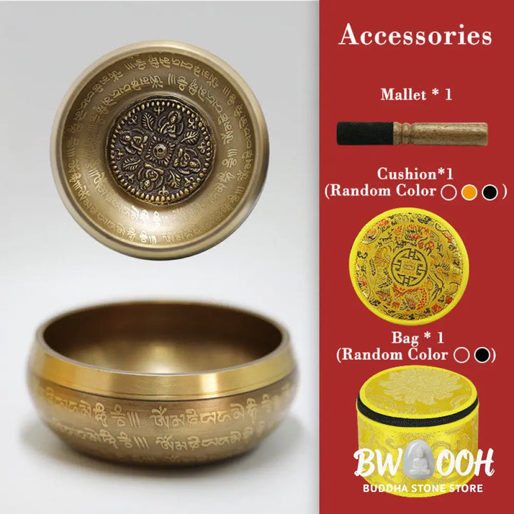 BWOOOH Tibetan Sound Bowl Handcrafted for Yoga Mindfulness and Meditation Singing Bowl Set - 4.72IN (12CM)