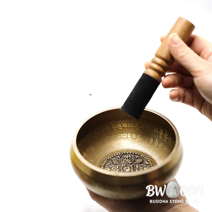 BWOOOH Tibetan Sound Bowl Handcrafted for Yoga Mindfulness and Meditation Singing Bowl Set - 4.72IN (12CM)