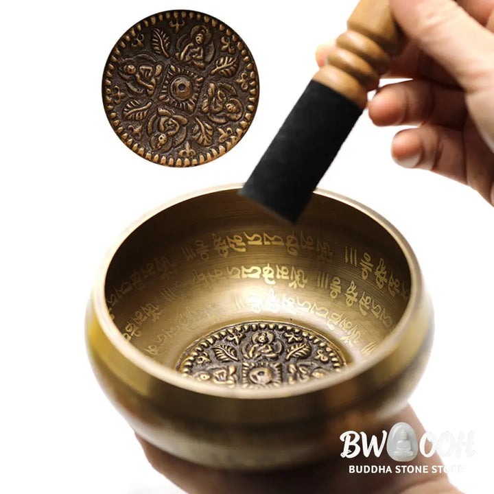 BWOOOH Tibetan Sound Bowl Handcrafted for Yoga Mindfulness and Meditation Singing Bowl Set - 4.72IN (12CM)