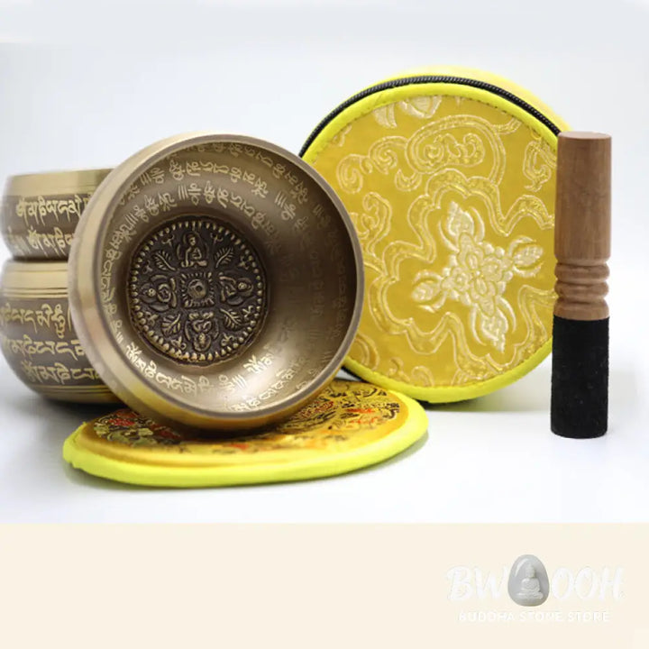 BWOOOH Tibetan Sound Bowl Handcrafted for Yoga Mindfulness and Meditation Singing Bowl Set - 4.72IN (12CM)