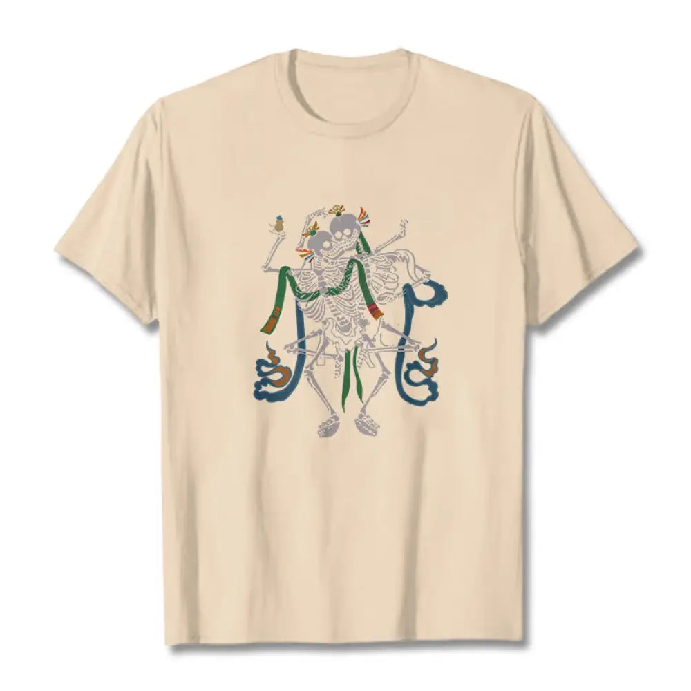Buddha Stones Tibetan The Lord Of The Corpse Forest Design Tee T-shirt - Bisque / S - T-Shirts