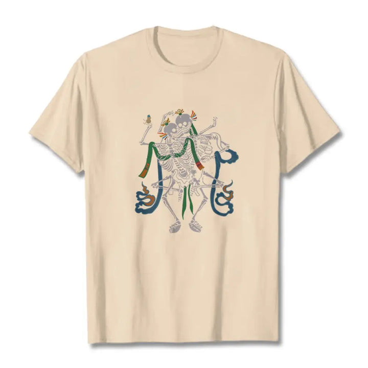 Buddha Stones Tibetan The Lord Of The Corpse Forest Design Tee T-shirt - Bisque / S - T-Shirts
