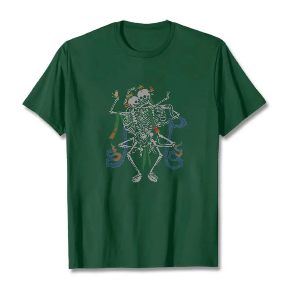 Buddha Stones Tibetan The Lord Of The Corpse Forest Design Tee T-shirt - Forest Green / S - T-Shirts