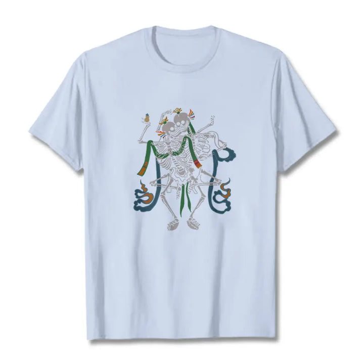 Buddha Stones Tibetan The Lord Of The Corpse Forest Design Tee T-shirt - Light Cyan / S - T-Shirts