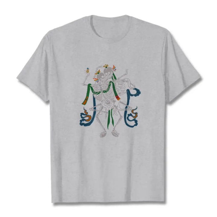 Buddha Stones Tibetan The Lord Of The Corpse Forest Design Tee T-shirt - Light Grey / S - T-Shirts