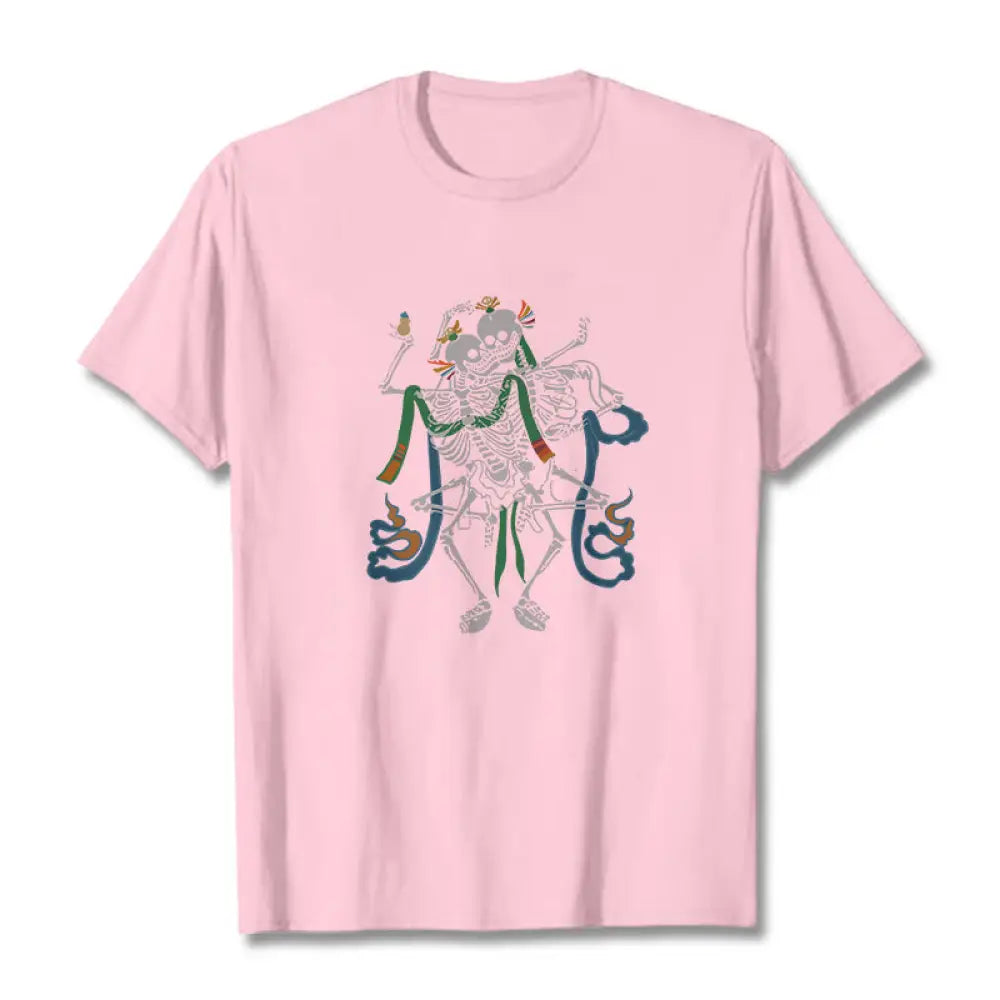 Buddha Stones Tibetan The Lord Of The Corpse Forest Design Tee T-shirt - Light Pink / S - T-Shirts