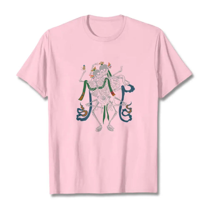 Buddha Stones Tibetan The Lord Of The Corpse Forest Design Tee T-shirt - Light Pink / S - T-Shirts