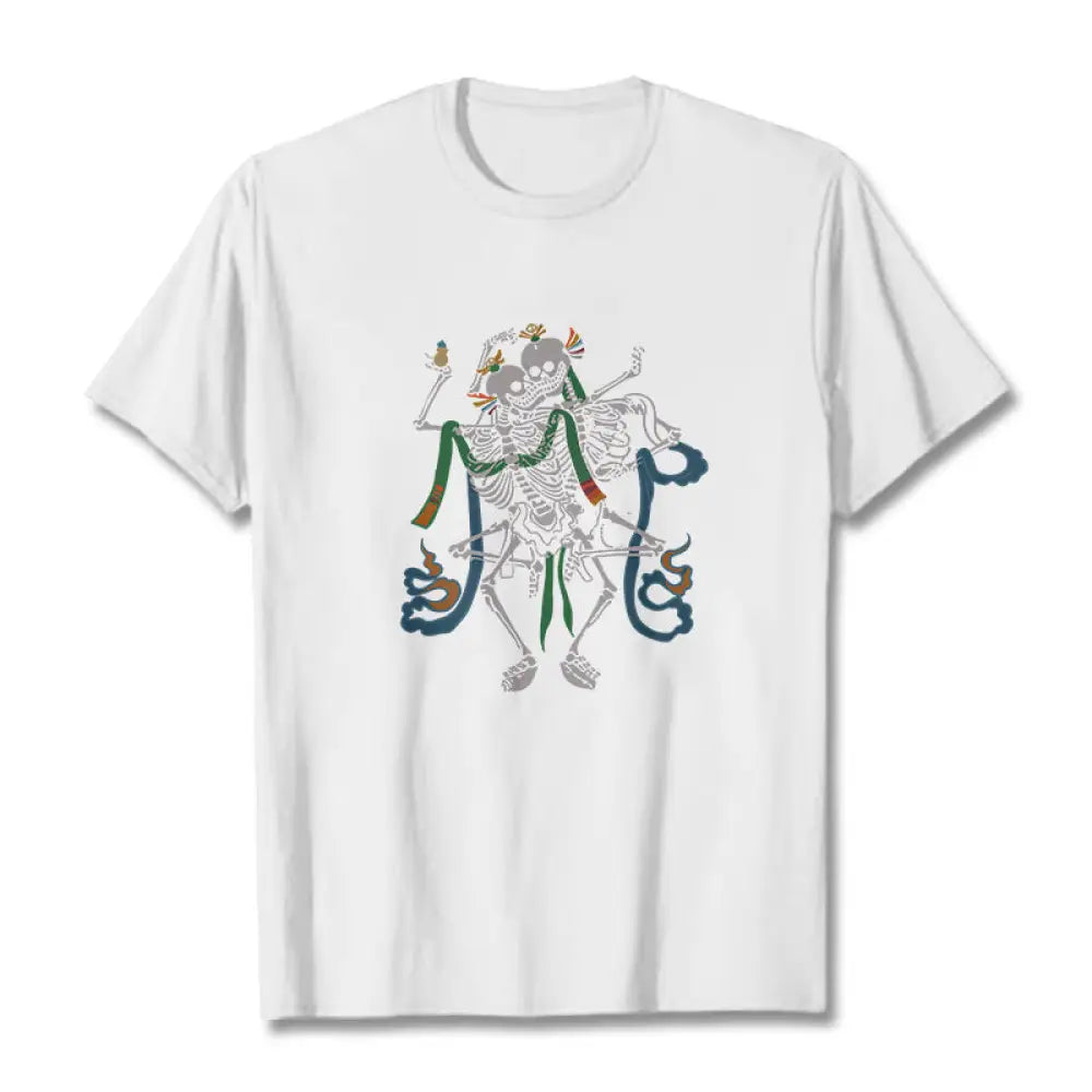 Buddha Stones Tibetan The Lord Of The Corpse Forest Design Tee T-shirt - White / S - T-Shirts
