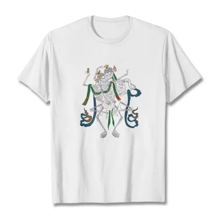 Buddha Stones Tibetan The Lord Of The Corpse Forest Design Tee T-shirt - White / S - T-Shirts