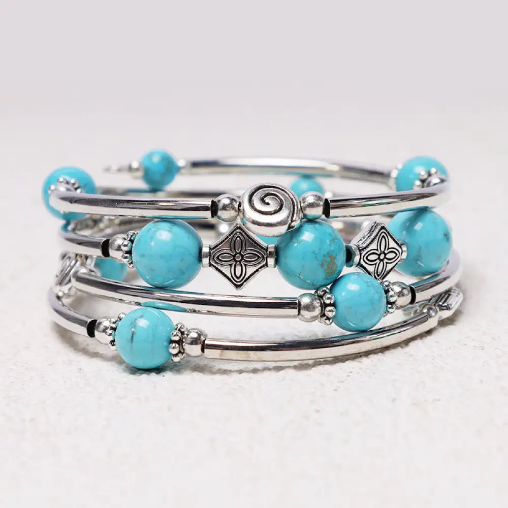 BWOOOH Tibetan Turquoise Balance Bracelet – Tiger Eye and Turquoise Tibetan bracelet for healing and spiritual wellness