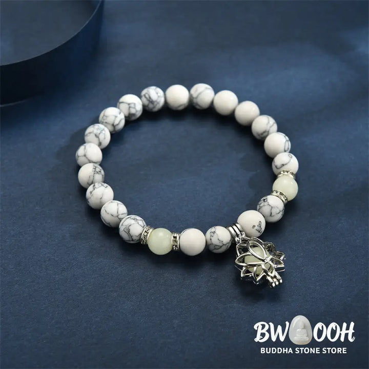 Buddha Stones Tibetan Turquoise Glowstone Luminous Bead Lotus Protection Bracelet - BWOOOH - Bracelet