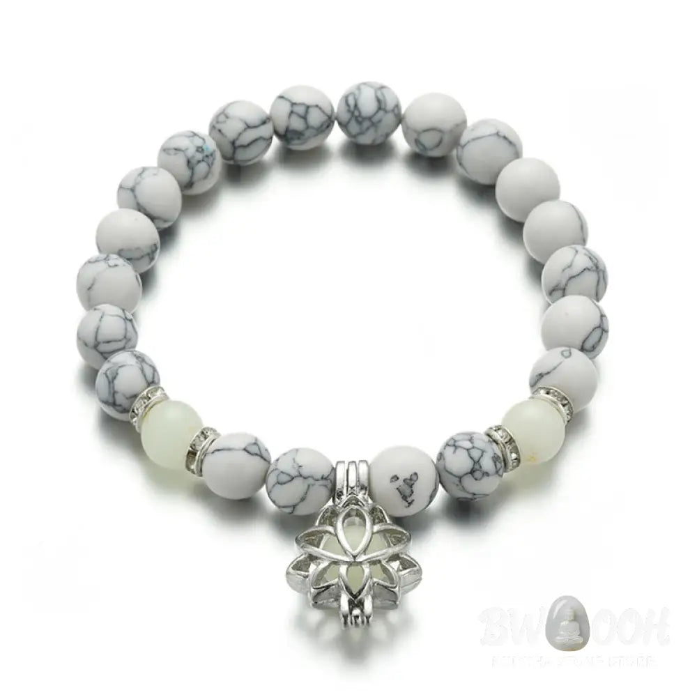 Buddha Stones Tibetan Turquoise Glowstone Luminous Bead Lotus Protection Bracelet - BWOOOH - Bracelet
