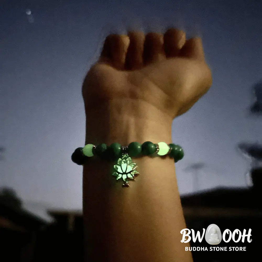 Buddha Stones Tibetan Turquoise Glowstone Luminous Bead Lotus Protection Bracelet - BWOOOH - Bracelet