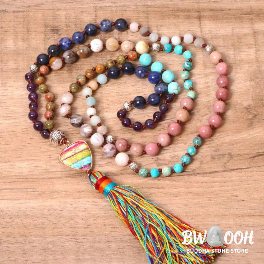 Buddha Stones Tibetan Turquoise Lazurite Zebra Jasper Balance Necklace - Turquoise&Lazurite&Zebra Jasper&Amethyst