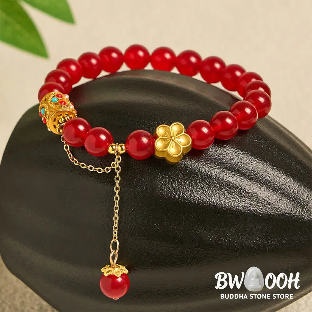 Buddha Stones Tibetan White Agate Crystal Stone Flowers Positivity Bracelet - Bracelet