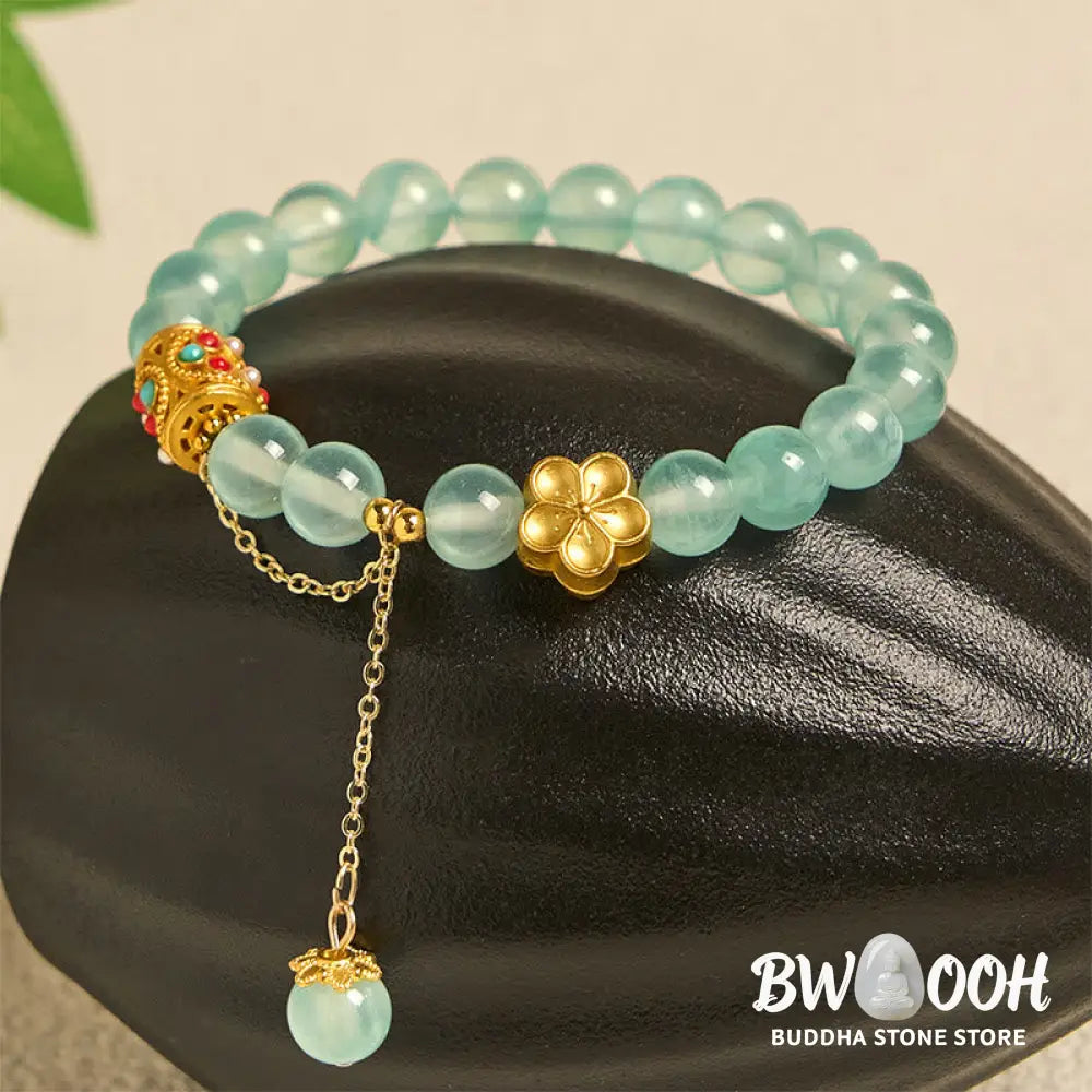 Buddha Stones Tibetan White Agate Crystal Stone Flowers Positivity Bracelet - Bracelet