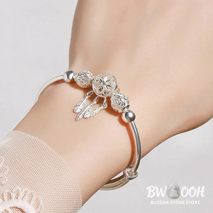 BWOOOH Tibetan White Copper Blessing Dream Catcher Charm Bracelet - Copper - Bracelet
