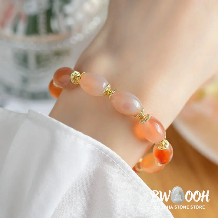 Buddha Stones Tibetan White Jade Agate Strength Confidence Bracelet - BWOOOH - Candy Agate(Strength ♥ Confidence)