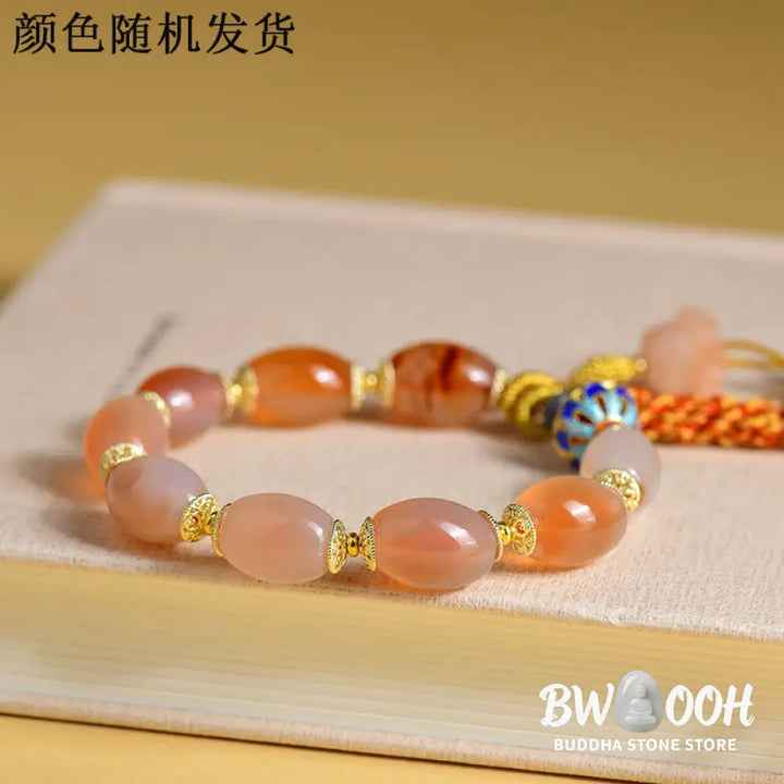 Buddha Stones Tibetan White Jade Agate Strength Confidence Bracelet - BWOOOH - Candy Agate(Strength ♥ Confidence)