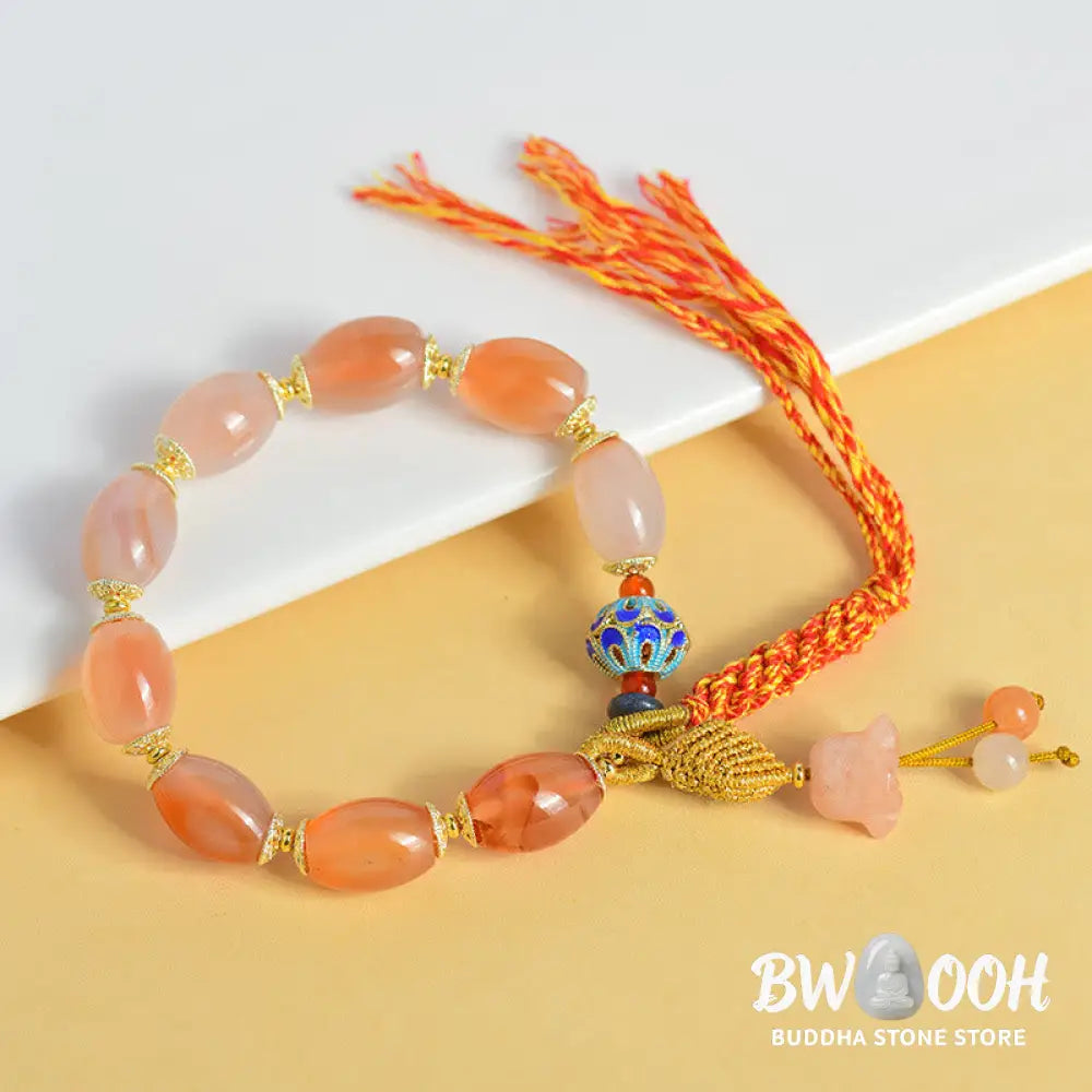 Buddha Stones Tibetan White Jade Agate Strength Confidence Bracelet - BWOOOH - Candy Agate(Strength ♥ Confidence)