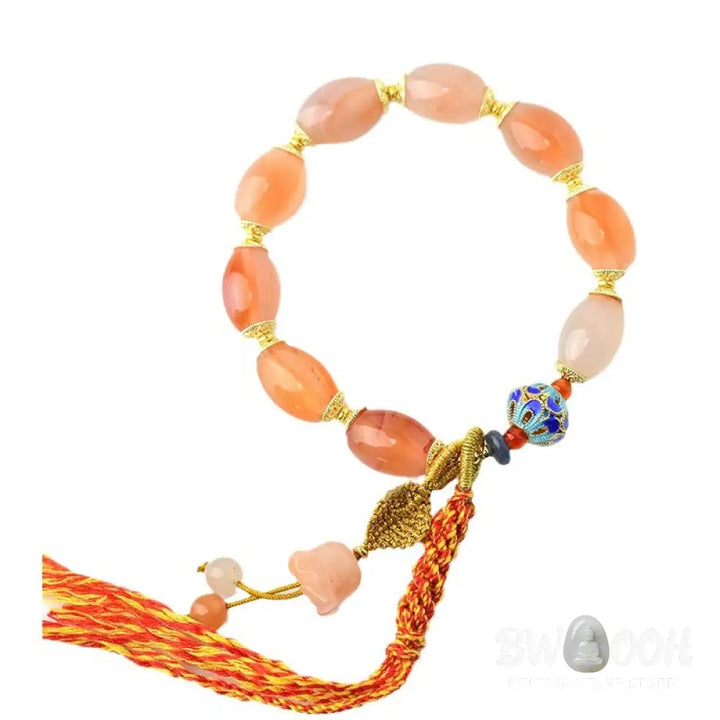 Buddha Stones Tibetan White Jade Agate Strength Confidence Bracelet - BWOOOH - Candy Agate(Strength ♥ Confidence)