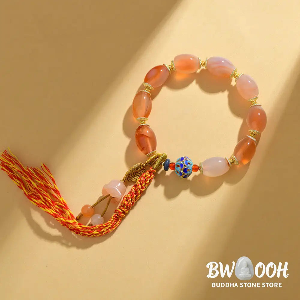 Buddha Stones Tibetan White Jade Agate Strength Confidence Bracelet - BWOOOH - Candy Agate(Strength ♥ Confidence)