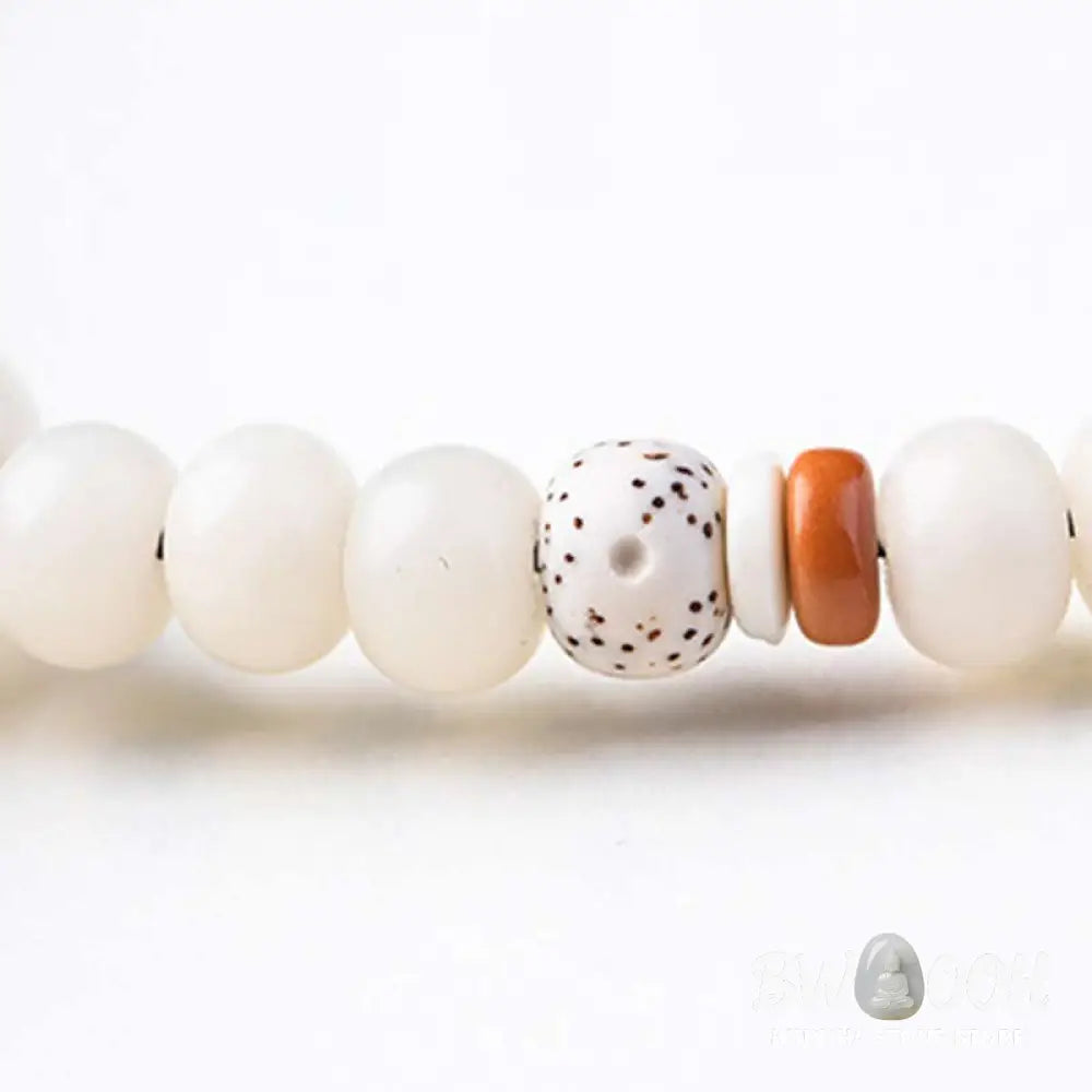 BWOOOH Tibetan White Jade Bodhi Lotus Blessing Bracelet | natural stone spiritual bracelet for healing and mindful living
