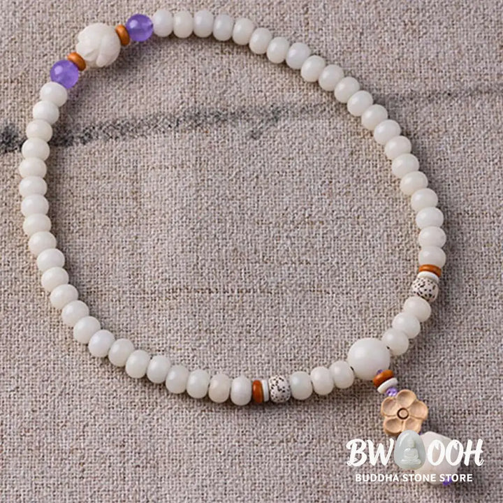 BWOOOH Tibetan White Jade Bodhi Lotus Blessing Bracelet | natural stone spiritual bracelet for healing and mindful living