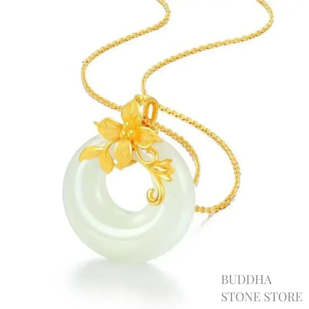 BWOOOH Tibetan White Jade Calm Necklace. A 45cm unisex amulet with natural white jade beads, handcrafted for spiritual protection, peace, and mental clarity.