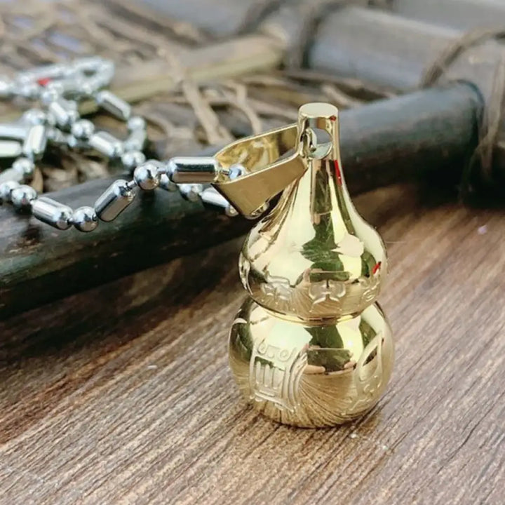 Buddha Stones Tibetan Yin Yang Symbol Gourd Harmony Titanium Steel Necklace Pendant - BWOOOH - Gold&amp;Chain - Necklaces &amp;