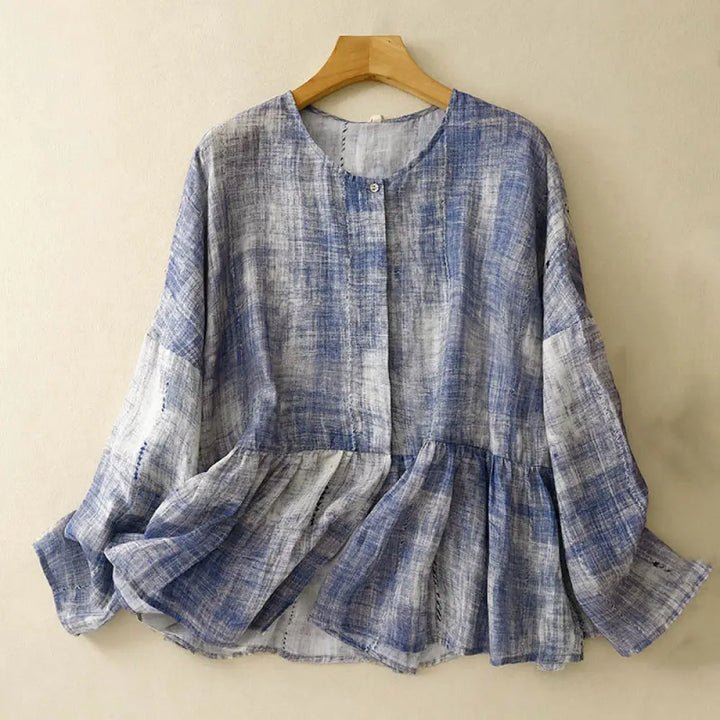 BWOOOH Tie-Dye Button Long Sleeve Cotton Shirt