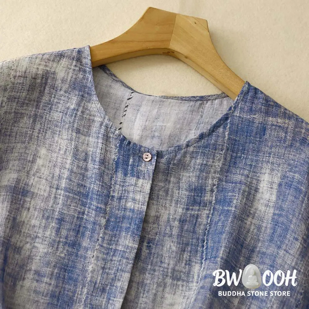 Buddha Stones Tie-Dye Button Long Sleeve Cotton Shirt - Women’s Shirts